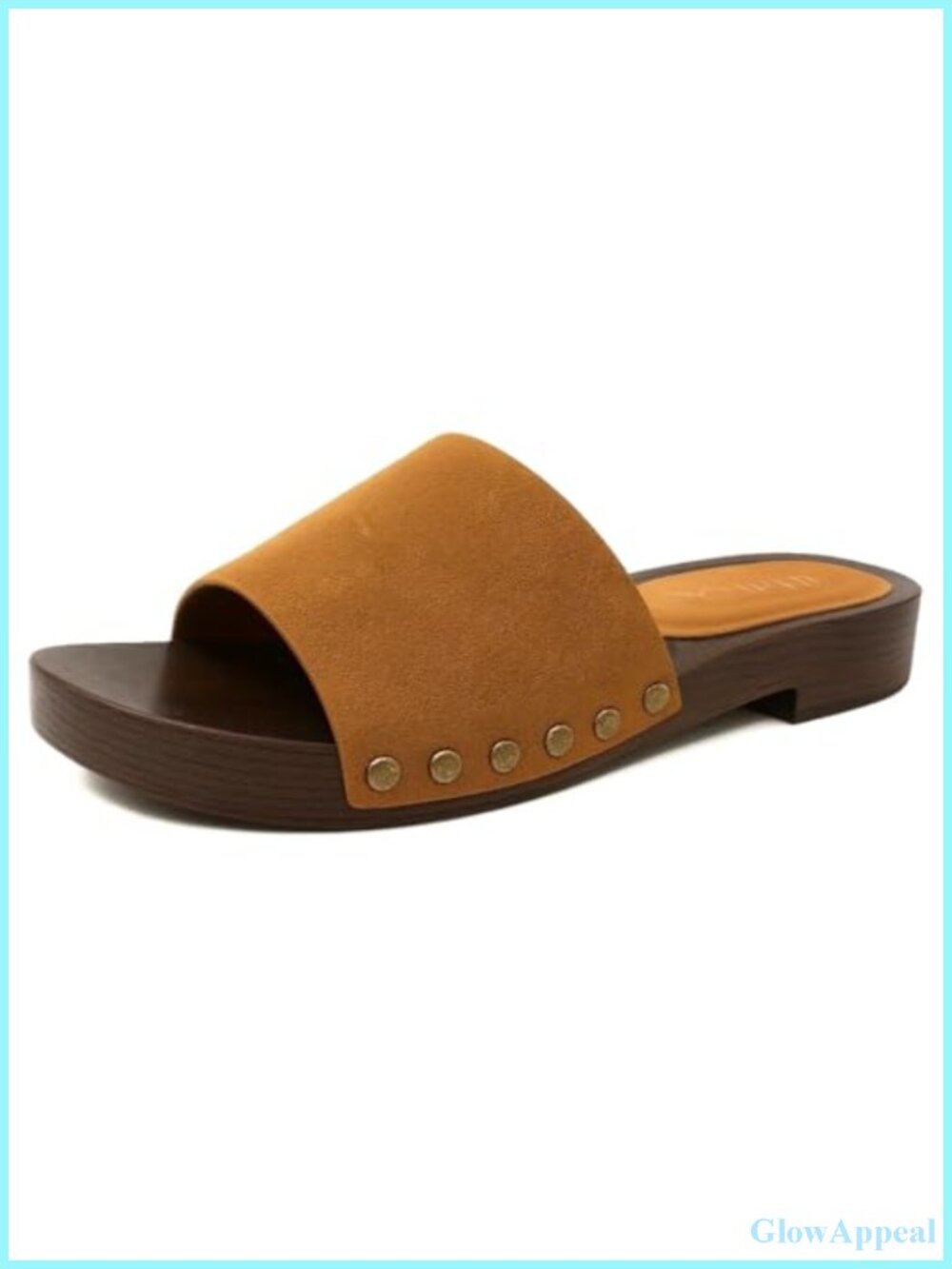 TruFox Women's Studded Faux Leather Clog Sandals Low Heel Slip On Slides, Runs
